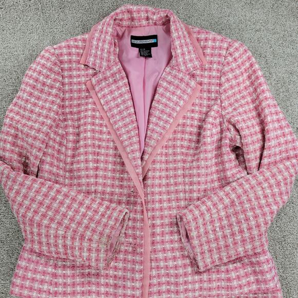 Vintage Requirements Tweed Skirt Suit Womens 12 Pink Check Office Career - Picture 4 of 16
